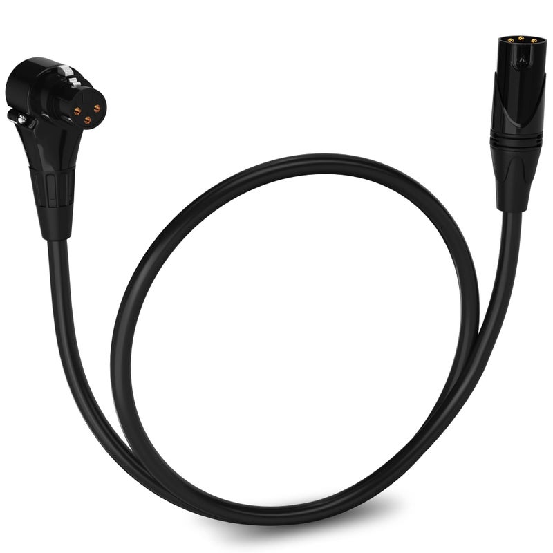 LyxPro 1.5 Feet Right Angle XLR Female to Male 3 Pin Mic Cord for Powered Speakers Audio Interface Professional Pro Audio Performance Camcorders DSLR Video Cameras and Recording Devices - Black - Image 1